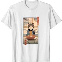 T-shirt Neko Ramen Ukiyo-e Ramen pour hommes en noir — T-shirts pour hommes