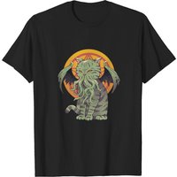 T-shirt Cathulhu Chat pour Hommes en Noir — T-shirts pour hommes