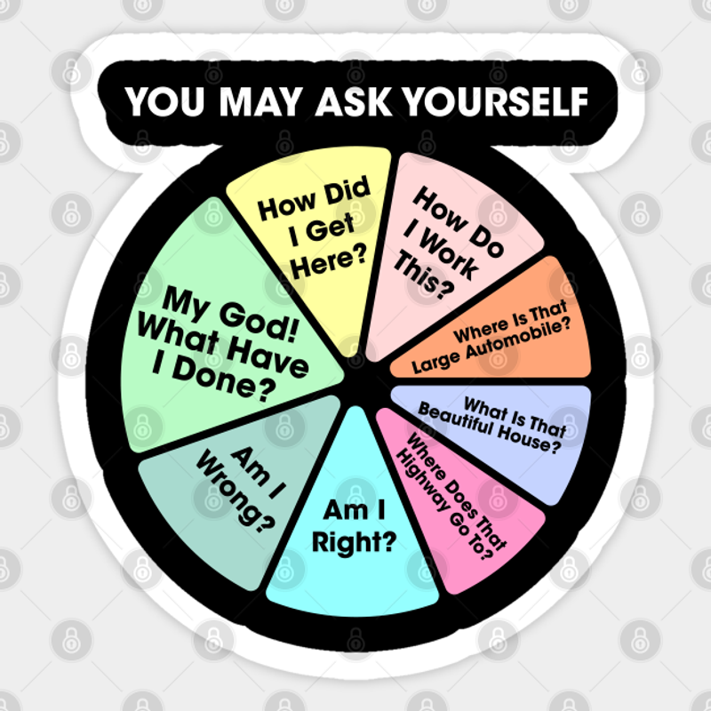 You May Ask Yourself - Once In A Lifetime Pie Chart - Talking Heads Autocollant — Autocollants et stickers