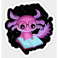 Axolotl Read Book Ambystoma Mexicanum Sticker — Stickers & Decals