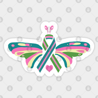 Autocollant Papillon Ruban du Cancer du Sein Métastatique