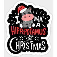 Autocollant I Want Hippopotamus Pour Noël Hippo Cadeau de Noël — Autocollants et stickers