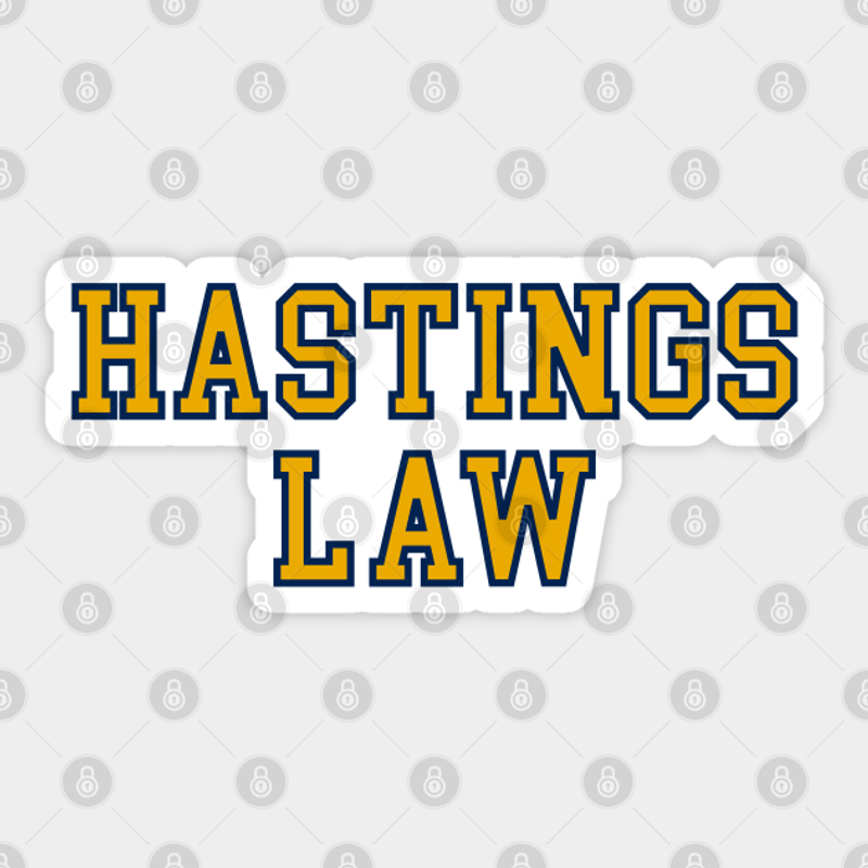Hastings Law Gold with Navy Outline Sticker - UC Hastings — Stickers & Decals
