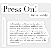 Press On by Calvin Coolidge - Sticker