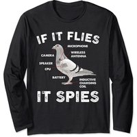 If It Flies It Spies Pigeon Anatomy Long Sleeve T-Shirt