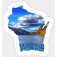 Devil's Lake State Park Sticker - Wisconsin State Outline — Stickers & Decals