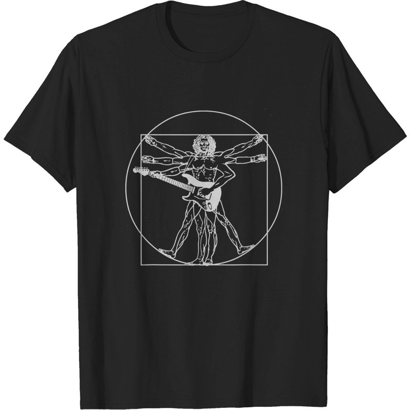 T-shirt Vitruvian Man Guitar Da Vinci Guitariste pour Hommes — T-shirts pour hommes