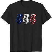 T-shirt homme Red White Blue Guitar Head Guitarist 4 juillet — T-shirts pour hommes