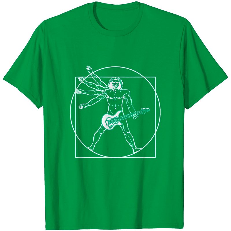 T-shirt Vitruvian Man Guitar Player Da Vinci pour hommes — T-shirts pour hommes