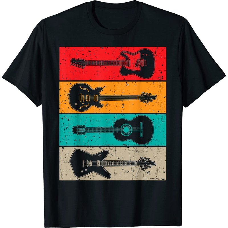 Cool Vintage Guitar Player Art T-Shirt for Men