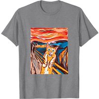 Funny Cat Scream Edvard Munch Painting T-Shirt for Men