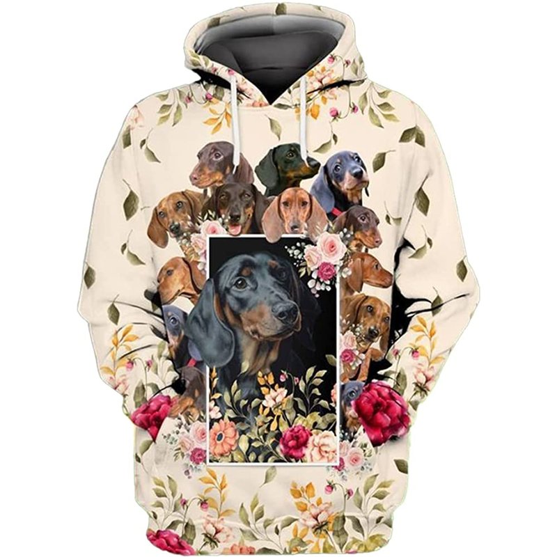 Hoodie 3D Animal Fleur Chien Divers pour Hommes et Femmes — Sweats à capuche pour hommes