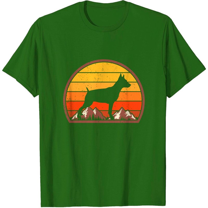 T-shirt Vintage Miniature Pinscher en Silhouette de Coucher de Soleil pour Hommes — T-shirts pour hommes