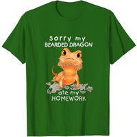 T-shirt drôle de dragon barbu : "Le lézard a mangé mes devoirs — T-shirts pour hommes