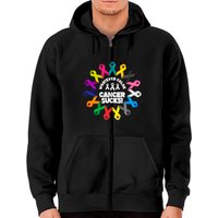 Hoodies à fermeture éclair Cancer Sucks avec rubans de lutte contre le cancer — Sweats à capuche pour hommes
