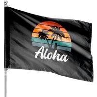 Drapeaux de Maison Aloha Hawaïen Vintage Surf Plage Palmier — Drapeaux décoratifs