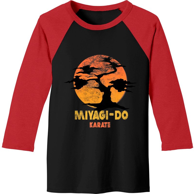 T-shirts de baseball Miyagi Do The Karate Kid pour hommes Noir/Rouge — T-shirts pour hommes