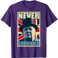 Winston Churchill Never Surrender British Flag T-Shirt for Men