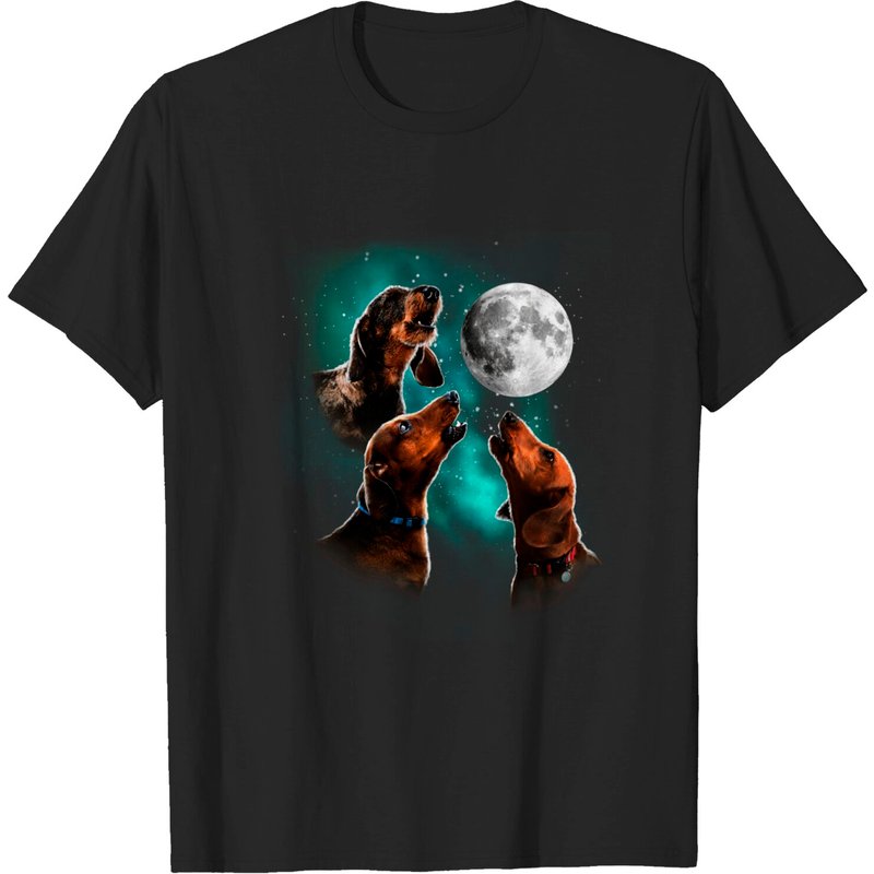 Dachshund Howling At The Moon Men's T-Shirt — Mens T Shirts