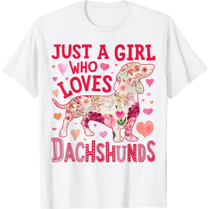 Dachshund Just A Girl Who Loves Dachshunds Floral T-Shirt for Men