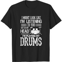 T-shirt Drummer Amusant In My Head I'm Playing My Drums — T-shirts pour hommes