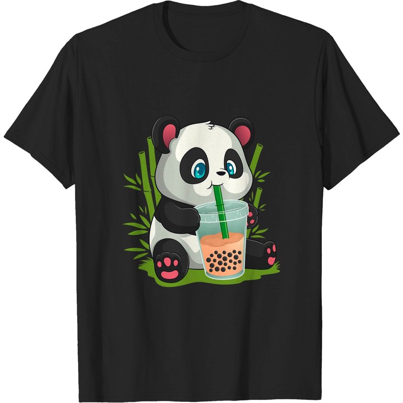 Kawaii Cute Anime Panda Boba Tea T-Shirt for Men