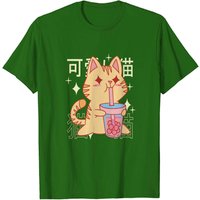 Girls Loves Cats & Boba Tea Kawaii Design T-Shirt for Men — Mens T Shirts