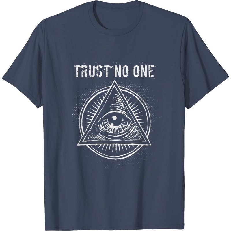 Illuminati Clothing Trust No One Men's T-Shirt with All Seeing Eye — Mens T Shirts
