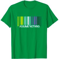 T-shirt Assume Nothing Drapeau Nonbinaire Code-barres Enby Genrequeer — T-shirts pour hommes