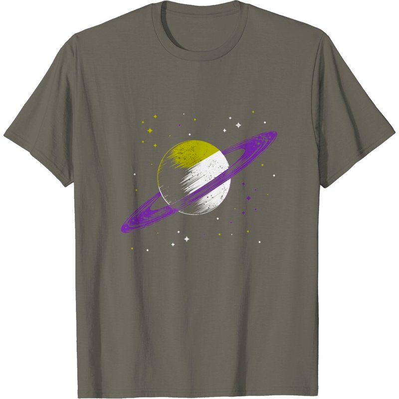 Saturn Non Binary Flag Agedner Astronomer T-Shirt for Men