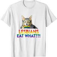 T-shirt Lesbians Eat What Cat pour hommes - Noir