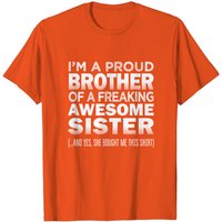 T-shirt drôle pour homme : Fier frère d'une sœur géniale
