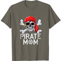 T-shirt Pirate Mom Drapeau Jolly Roger Crâne et Os Croisés