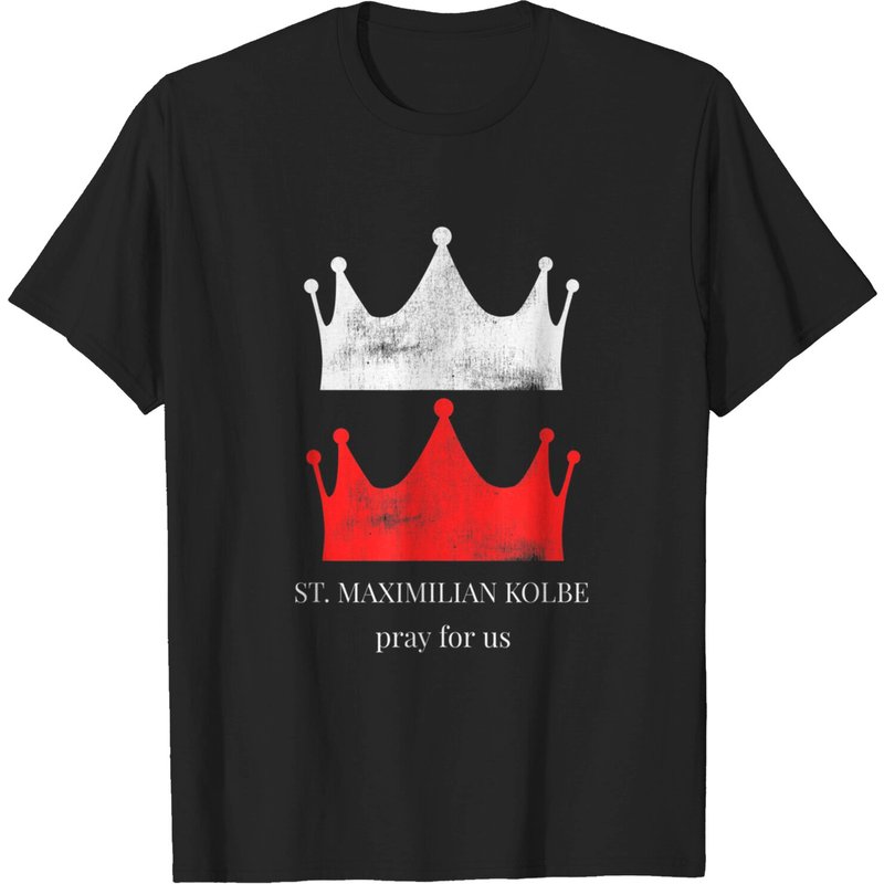 T-shirt Pur Martyr Vision Deux Couronnes de Saint Maximilien Kolbe — T-shirts pour hommes