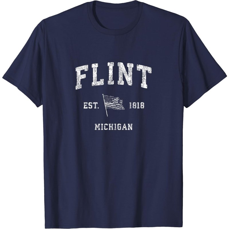 T-shirt Vintage Drapeau US de Flint Michigan MI pour Hommes — T-shirts pour hommes