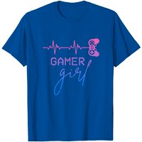 Gamer Girl T-shirt with Heartbeat Design for Video Game Lovers — Mens T Shirts