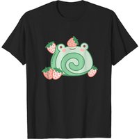 Cute Frog Strawberry Cake Kawaii Pink T-Shirt for Men