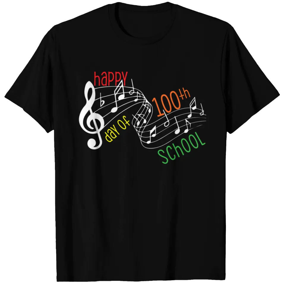100th Day Of School Music Teacher T-Shirt for Men - Black
