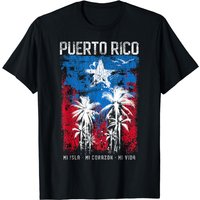 T-shirt pour hommes avec drapeau de Porto Rico et palmier