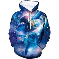 Sweat à capuche en polaire pour hommes avec impression 3D de dauphins