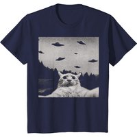 T-shirt Alien UFO Chat Drôle pour Hommes en Noir — T-shirts pour hommes