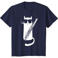 Funny Cat Wearing Sunglasses Playing Flute T-Shirt for Men