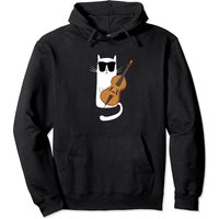Hoodie Pullover Chat Drôle Avec Lunettes Jouant Du Violoncelle