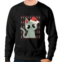 Sweatshirt de Noël Chat Drôle Style Santa Moche