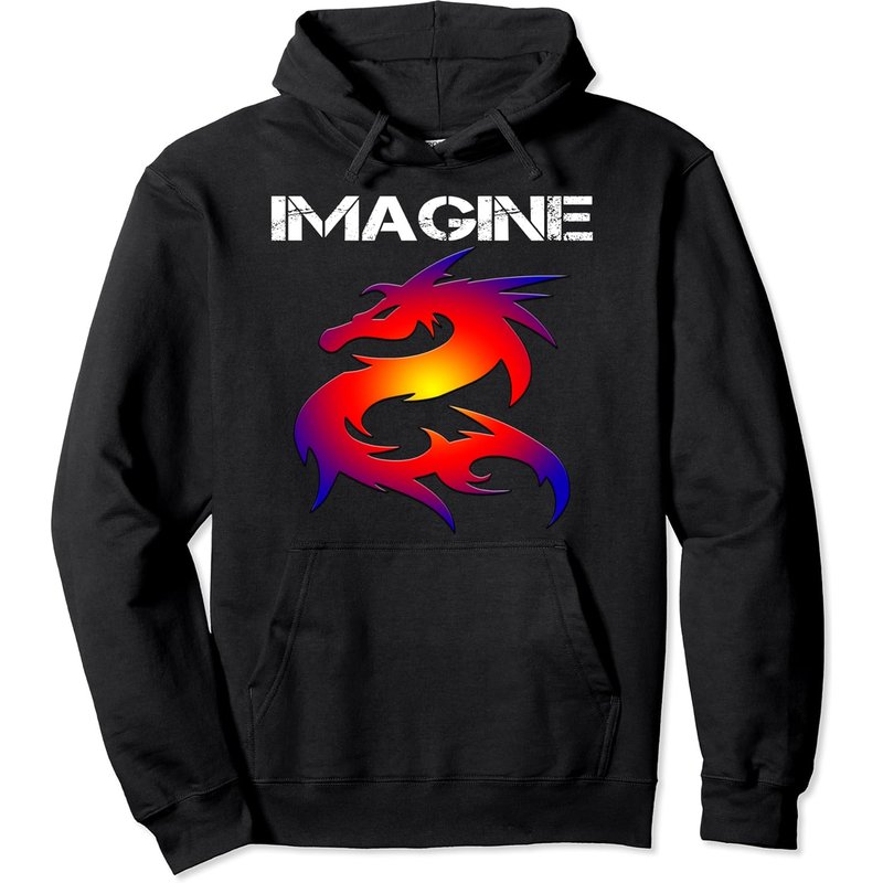 Imagine Fantasy Dragon Style Pullover Hoodie for Unisex — Mens Hoodies