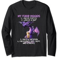 My Four Moods Dragon Coffee Lover Long Sleeve T-Shirt — Mens T Shirts