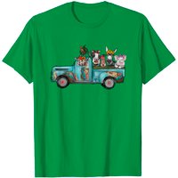 T-shirt pour hommes avec camion turquoise et animaux de la ferme — T-shirts pour hommes