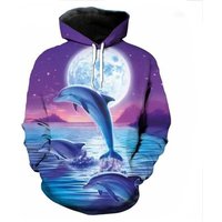 Hoodie 3D La Lune avec Dauphin pour Hommes et Femmes — Sweats à capuche pour hommes