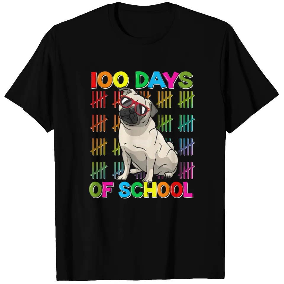 100 Days School Pug Dog Lovers Boys Kids T-Shirt Men's Heavyweight — Mens T Shirts