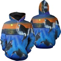 Hoodie 3D Orca Baleines Tueuses de l'Océan pour Enfants
